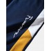 Mens Preppy Sports Splicing Letter EmBroidery Navy Suits