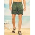 Men Plain Multi Pocket Utility Drawstring Mid Length Elastic Waist Cargo Shorts