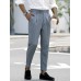 Men Striped Print Ruched Slimming Ankle Length Business Formal Pants