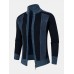 Men Stitching Knit Zipper Stand Collar Casual Cardigans