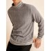 Men Rib Knit Ethnic Trim High Neck Pullover Casual Sweatshirt