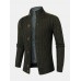 Men Cable Knit Full Button Solid Stand Collar Cardigans