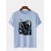 Mens Guitar Anime Figure Graphic Short Sleeve Cotton Leisure T  Shirts