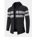 Mens Colorblock Knitted Zipper Warm Hooded Sweater Cardigans