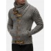 Mens Solid Color Knitted High Neck Single  Breasted Sweater Cardigans