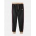 Mens Vintage Contrast Color Zipper Jacket Jogging Pants Two  Piece Sports Sets