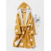 Mens Thick Star Print Home Sashes Plush Warm Hooded Sleepwear Robes With Pocket